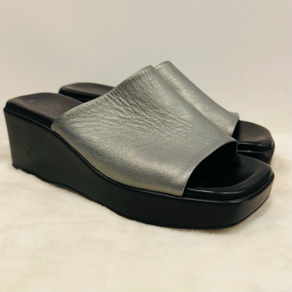 Spring Step Italian Silver Wedge 90s Y2K style platform dress casual Sandals!